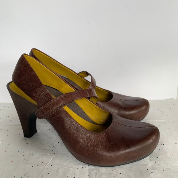 Tsubo Acrea Size 10  Brown Leather Slingback Mary Jane Pumps Comfort - 9.5 39.5 - Picture 9 of 13